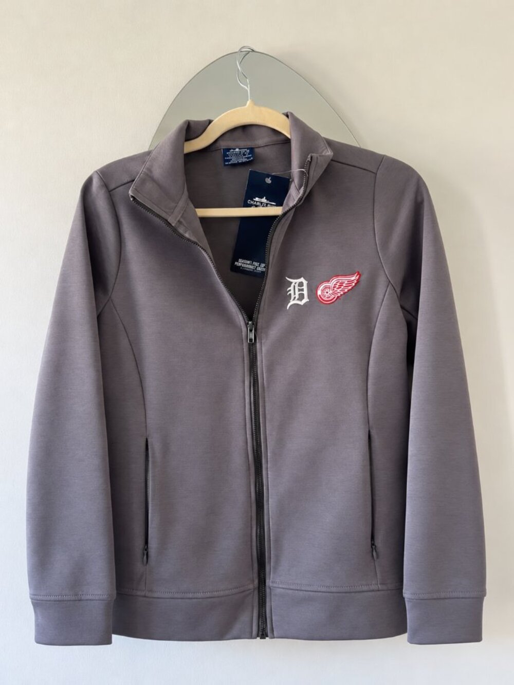 Detroit Red Wings & Tigers Charles River Full Zip Jacket Women’s XS Gray NWT